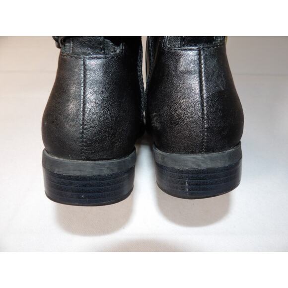 G by Guess Womens Tall Black Riding Boots 7M Faux Leather Logo Buckle Zip Moto - Picture 16 of 16